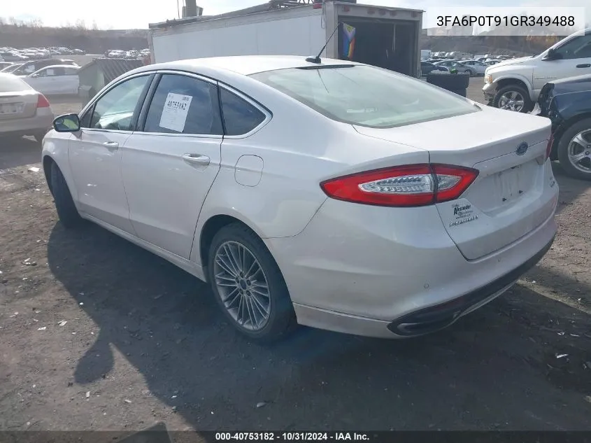 2016 Ford Fusion Se VIN: 3FA6P0T91GR349488 Lot: 40753182