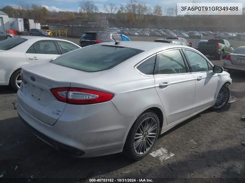 2016 Ford Fusion Se VIN: 3FA6P0T91GR349488 Lot: 40753182