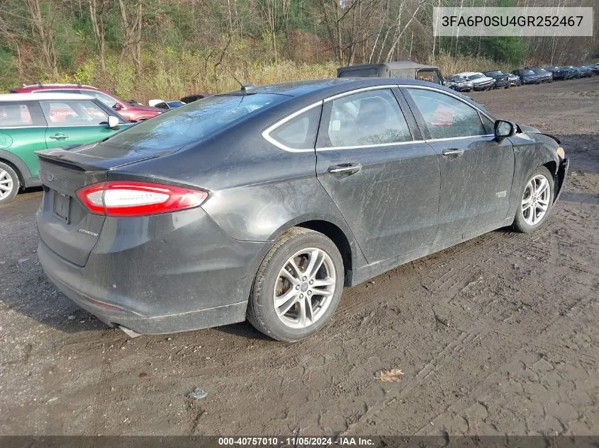 2016 Ford Fusion Energi Titanium VIN: 3FA6P0SU4GR252467 Lot: 40757010