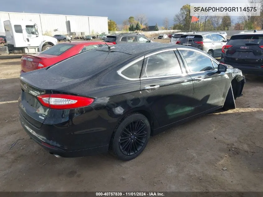 2016 Ford Fusion Se VIN: 3FA6P0HD9GR114575 Lot: 40757839