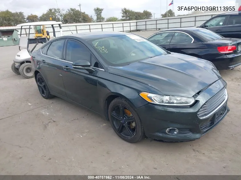 2016 Ford Fusion Se VIN: 3FA6P0HD3GR113955 Lot: 40757862