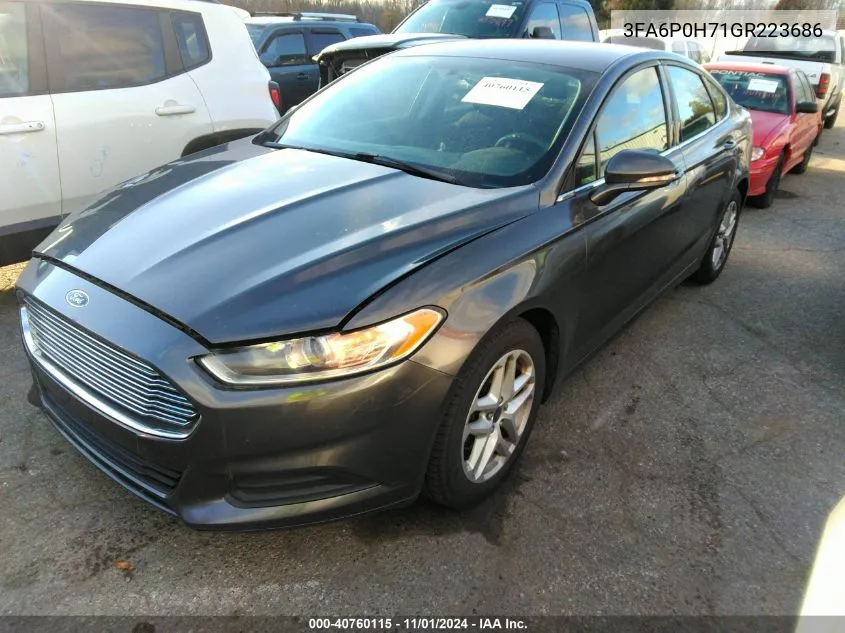 2016 Ford Fusion Se VIN: 3FA6P0H71GR223686 Lot: 40760115