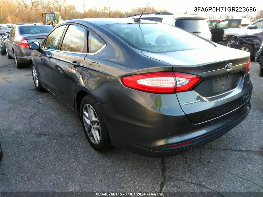 2016 Ford Fusion Se VIN: 3FA6P0H71GR223686 Lot: 40760115