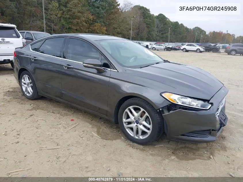 2016 Ford Fusion Se VIN: 3FA6P0H74GR245908 Lot: 40762879