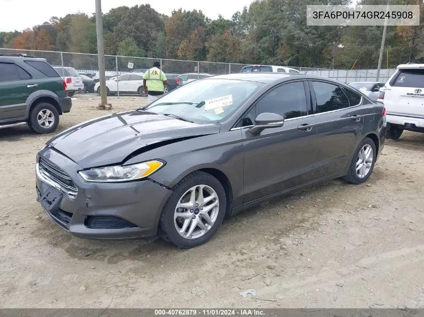 2016 Ford Fusion Se VIN: 3FA6P0H74GR245908 Lot: 40762879