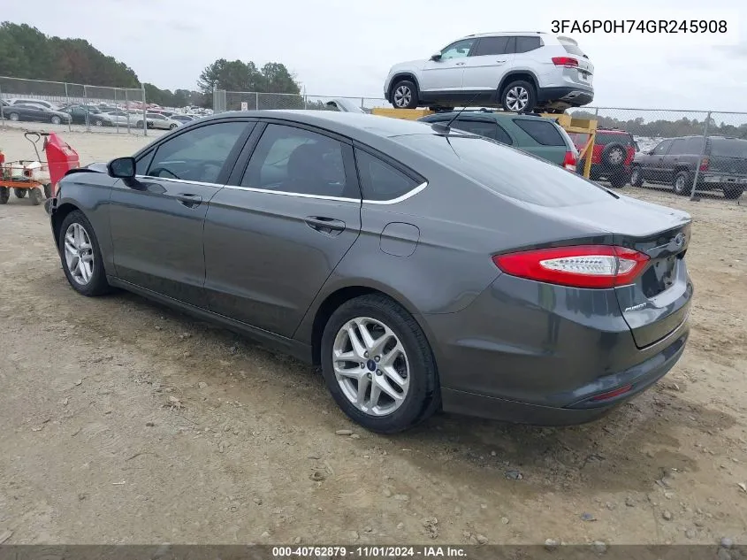 2016 Ford Fusion Se VIN: 3FA6P0H74GR245908 Lot: 40762879