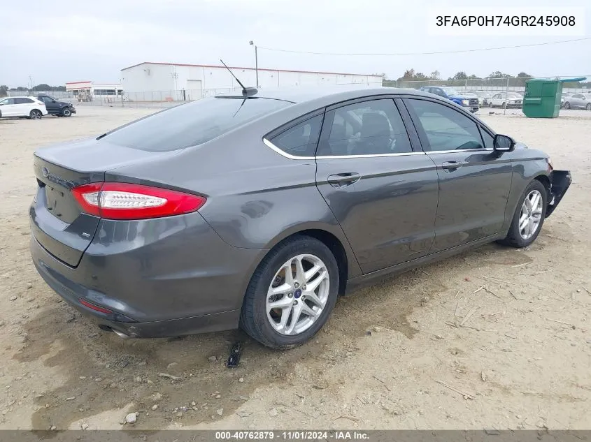 2016 Ford Fusion Se VIN: 3FA6P0H74GR245908 Lot: 40762879