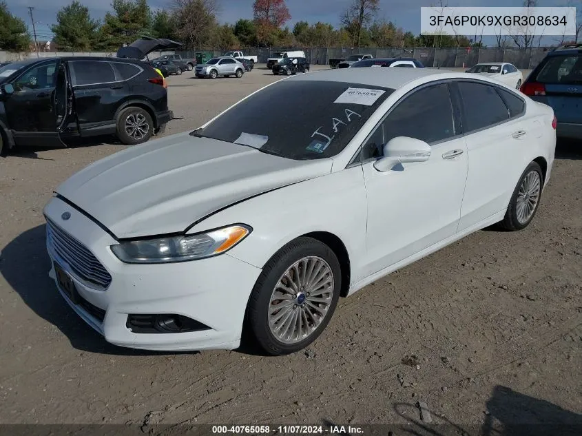 2016 Ford Fusion Titanium VIN: 3FA6P0K9XGR308634 Lot: 40765058