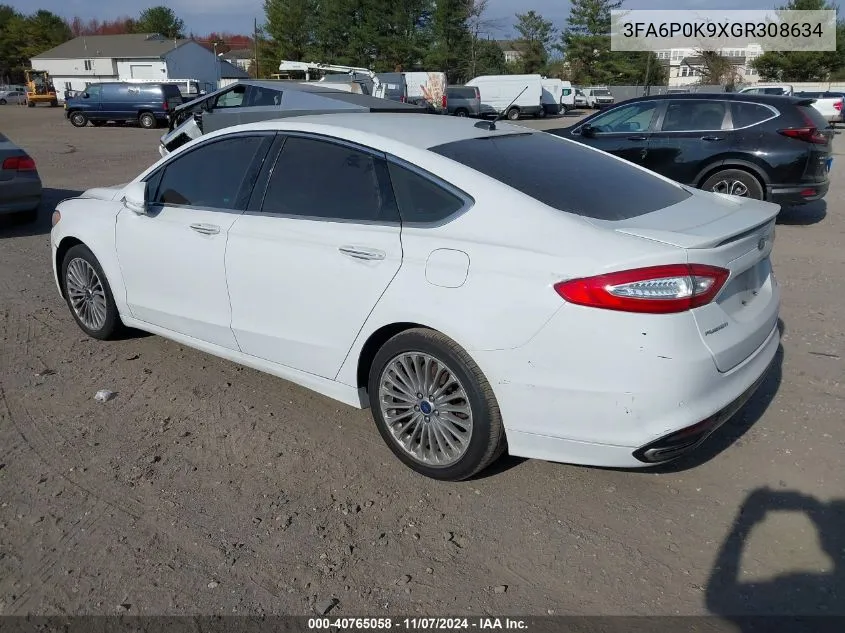 2016 Ford Fusion Titanium VIN: 3FA6P0K9XGR308634 Lot: 40765058