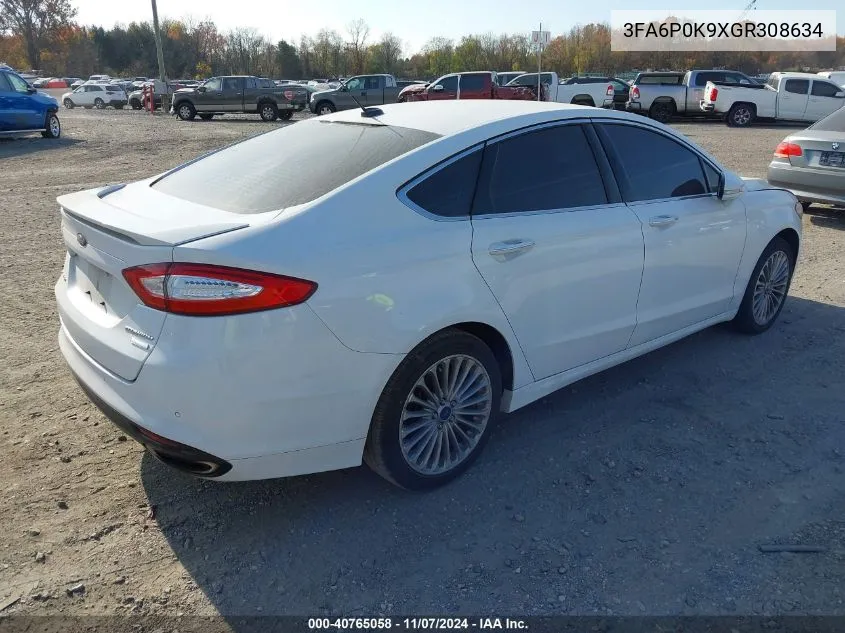 2016 Ford Fusion Titanium VIN: 3FA6P0K9XGR308634 Lot: 40765058