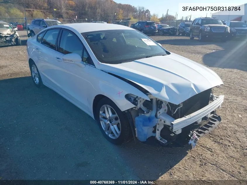 2016 Ford Fusion Se VIN: 3FA6P0H75GR318784 Lot: 40768369