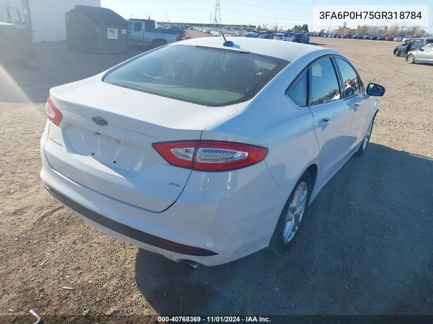 2016 Ford Fusion Se VIN: 3FA6P0H75GR318784 Lot: 40768369