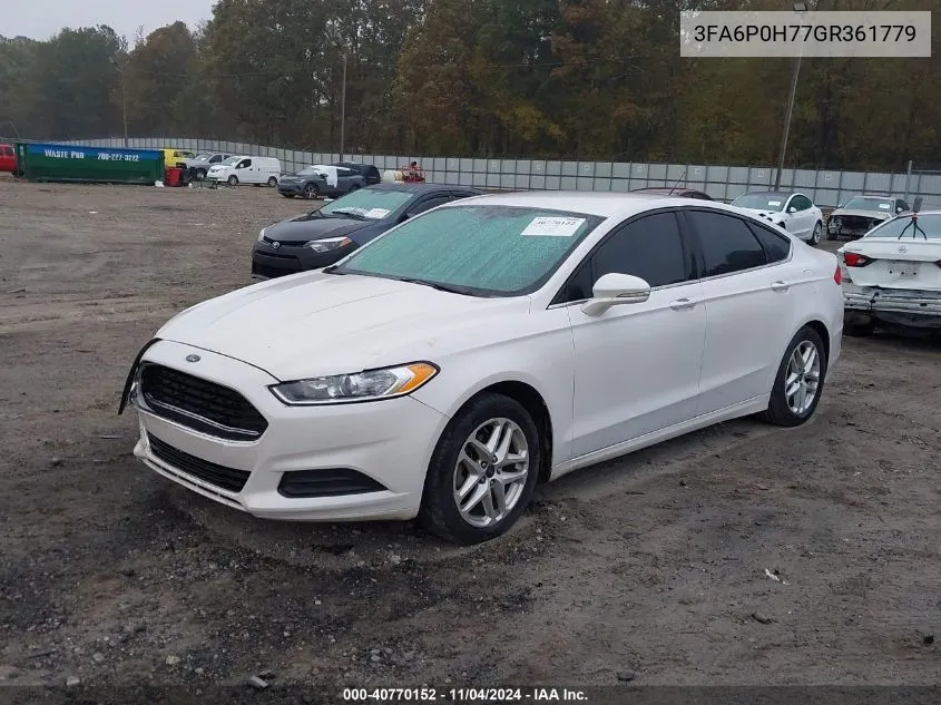 2016 Ford Fusion Se VIN: 3FA6P0H77GR361779 Lot: 40770152