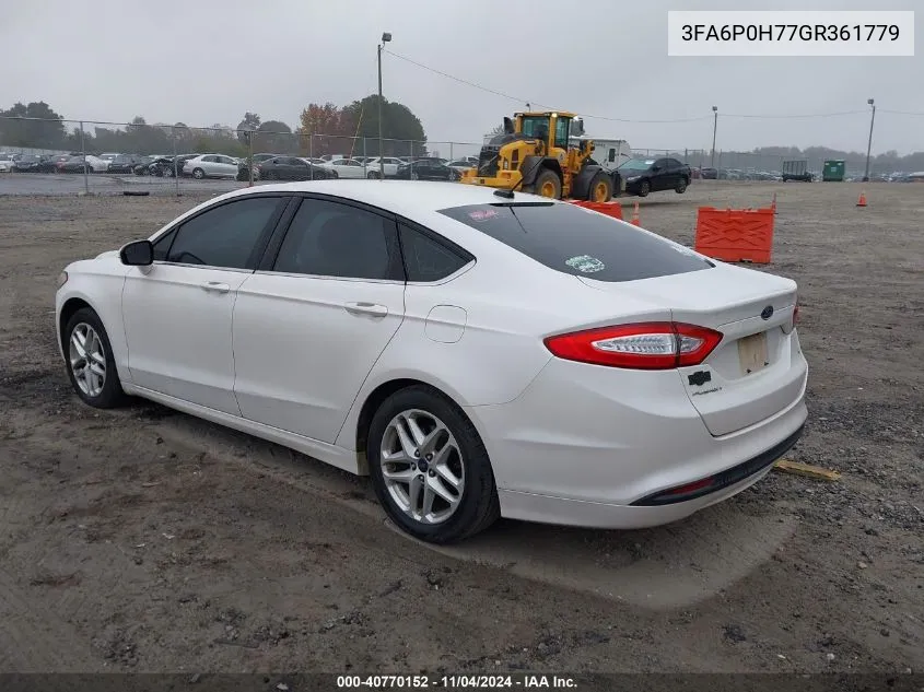 2016 Ford Fusion Se VIN: 3FA6P0H77GR361779 Lot: 40770152