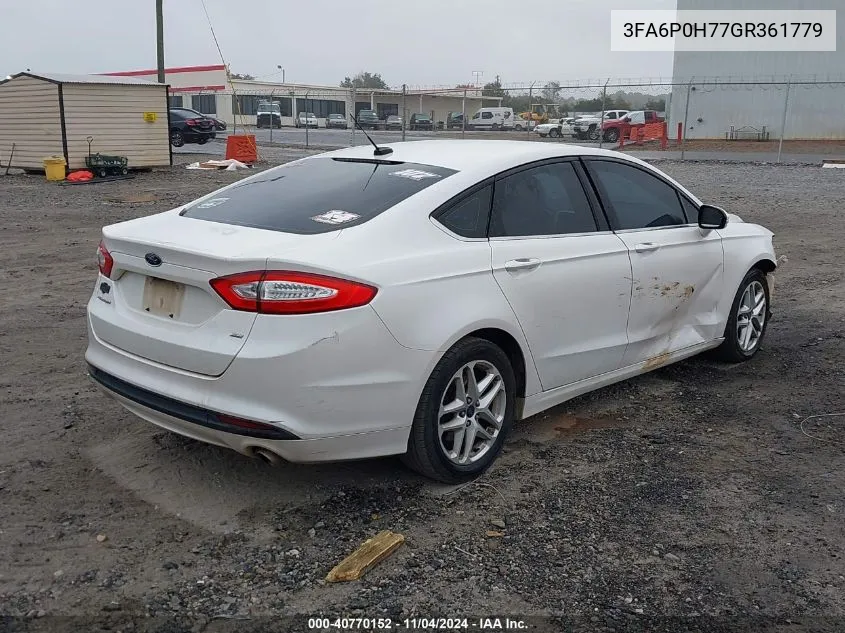 2016 Ford Fusion Se VIN: 3FA6P0H77GR361779 Lot: 40770152