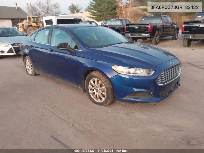 2016 Ford Fusion S VIN: 3FA6P0G73GR182432 Lot: 40778820