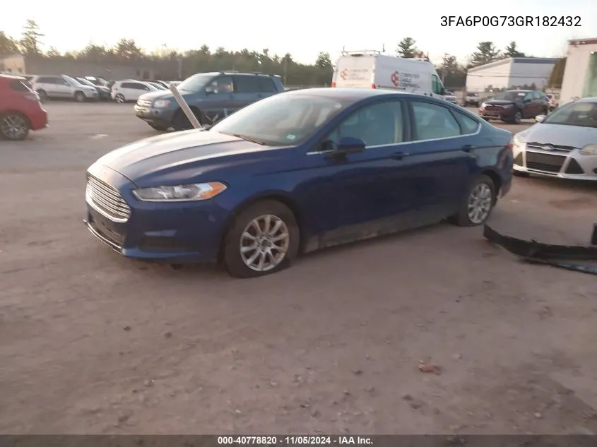 2016 Ford Fusion S VIN: 3FA6P0G73GR182432 Lot: 40778820