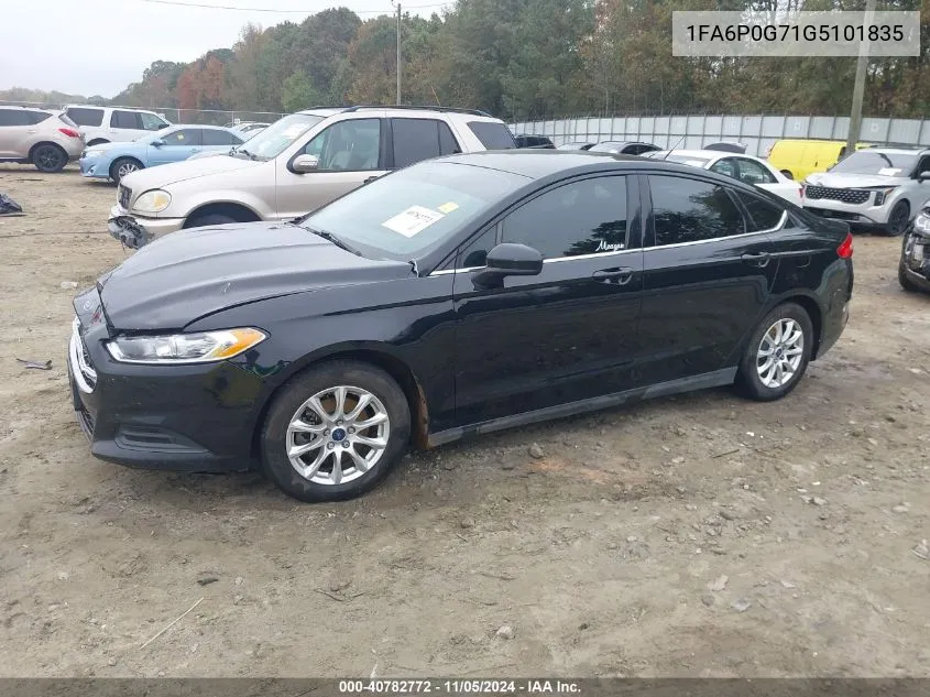 2016 Ford Fusion S VIN: 1FA6P0G71G5101835 Lot: 40782772