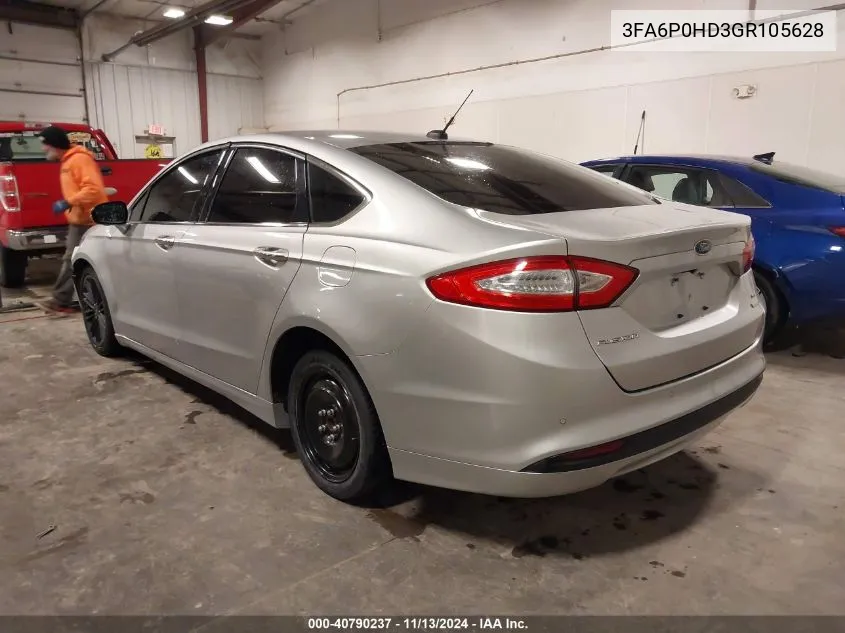 2016 Ford Fusion Se VIN: 3FA6P0HD3GR105628 Lot: 40790237