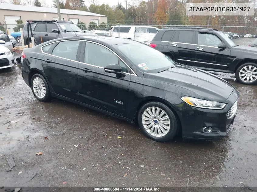 2016 Ford Fusion Energi Se Luxury VIN: 3FA6P0PU1GR364927 Lot: 40808584