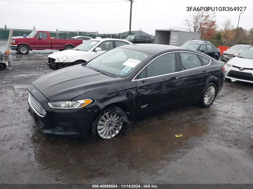 2016 Ford Fusion Energi Se Luxury VIN: 3FA6P0PU1GR364927 Lot: 40808584