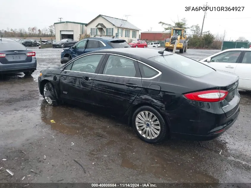 2016 Ford Fusion Energi Se Luxury VIN: 3FA6P0PU1GR364927 Lot: 40808584