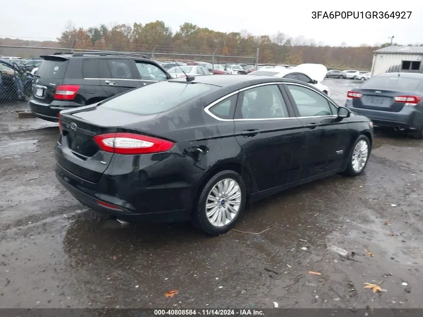 2016 Ford Fusion Energi Se Luxury VIN: 3FA6P0PU1GR364927 Lot: 40808584