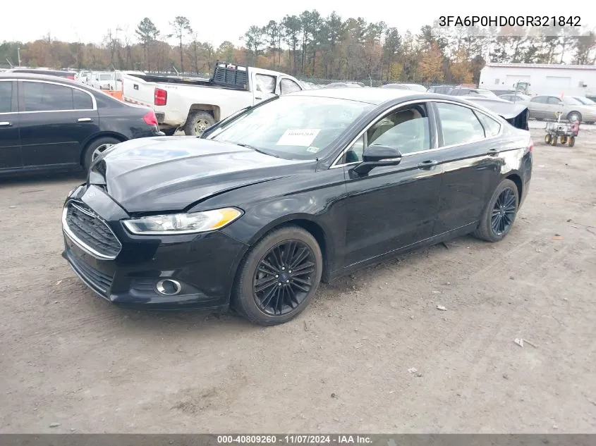 2016 Ford Fusion Se VIN: 3FA6P0HD0GR321842 Lot: 40809260