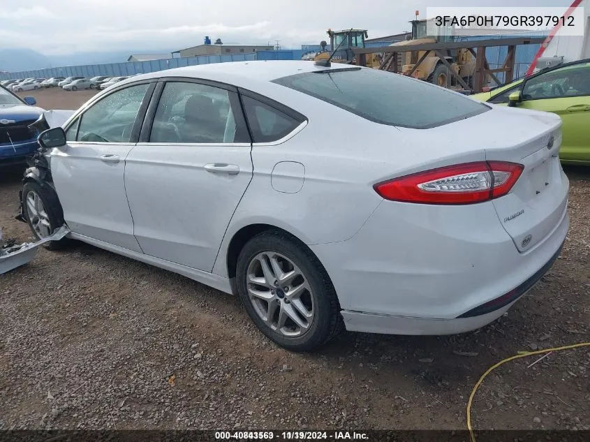 2016 Ford Fusion Se VIN: 3FA6P0H79GR397912 Lot: 40843563