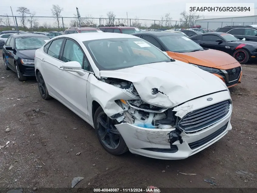 2016 Ford Fusion Se VIN: 3FA6P0H76GR205894 Lot: 40848087