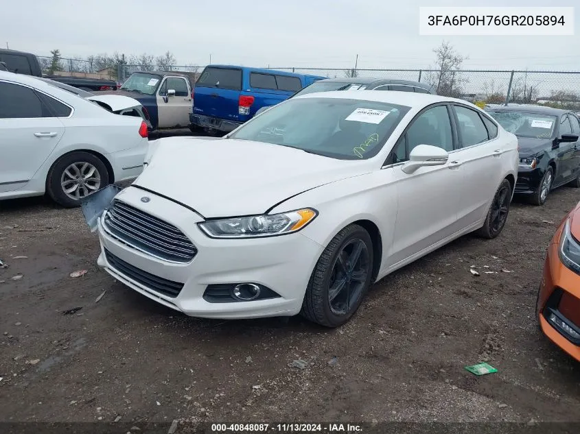 2016 Ford Fusion Se VIN: 3FA6P0H76GR205894 Lot: 40848087