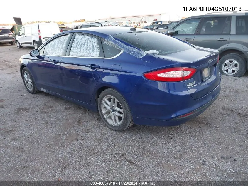 2016 Ford Fusion Se VIN: 1FA6P0HD4G5107018 Lot: 40857918