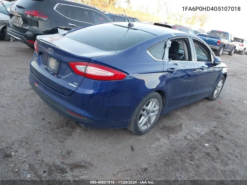 2016 Ford Fusion Se VIN: 1FA6P0HD4G5107018 Lot: 40857918