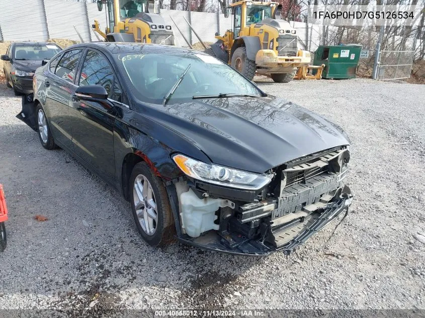 2016 Ford Fusion Se VIN: 1FA6P0HD7G5126534 Lot: 40858012