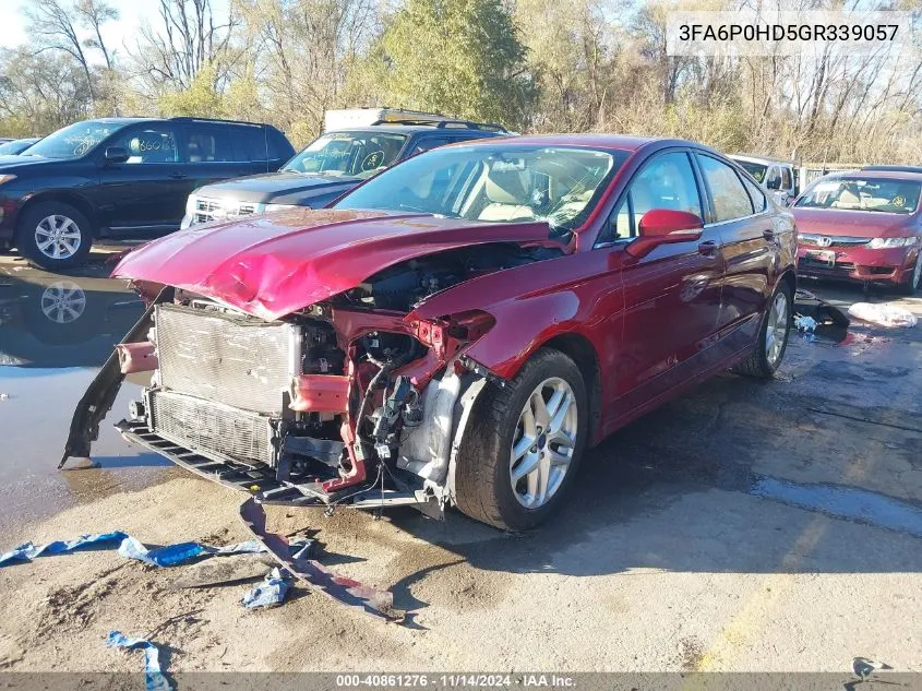 2016 Ford Fusion Se VIN: 3FA6P0HD5GR339057 Lot: 40861276