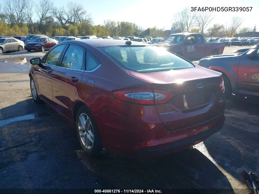 2016 Ford Fusion Se VIN: 3FA6P0HD5GR339057 Lot: 40861276