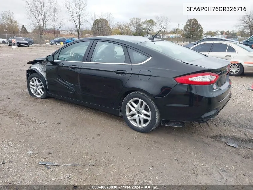 2016 Ford Fusion Se VIN: 3FA6P0H76GR326716 Lot: 40873838