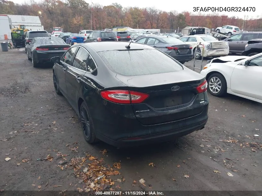 2016 Ford Fusion Se VIN: 3FA6P0HD4GR324470 Lot: 40877287