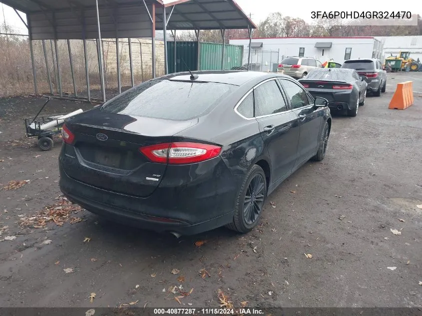 2016 Ford Fusion Se VIN: 3FA6P0HD4GR324470 Lot: 40877287