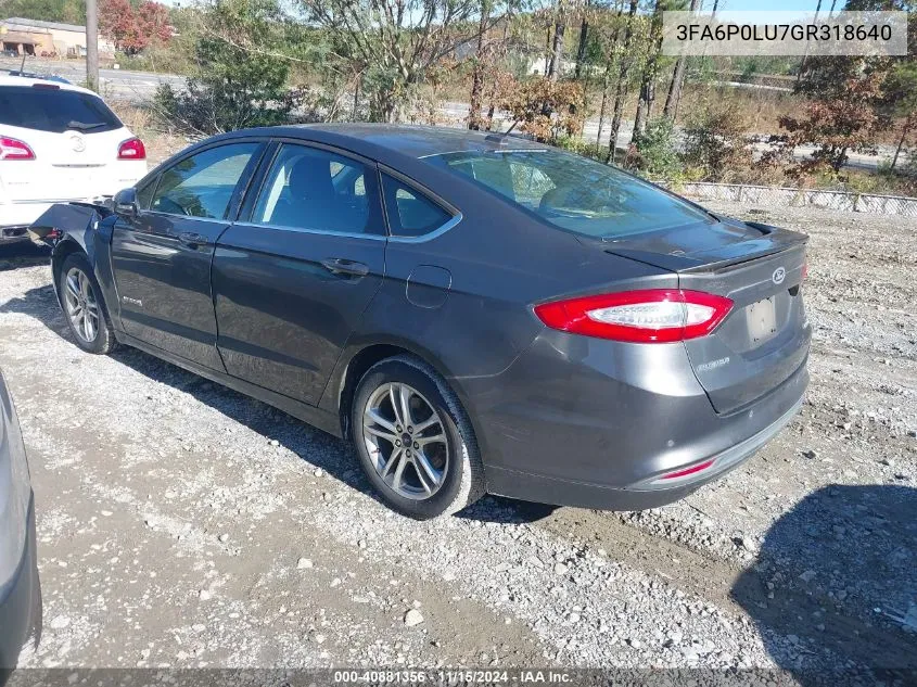 2016 Ford Fusion Hybrid Se VIN: 3FA6P0LU7GR318640 Lot: 40881356