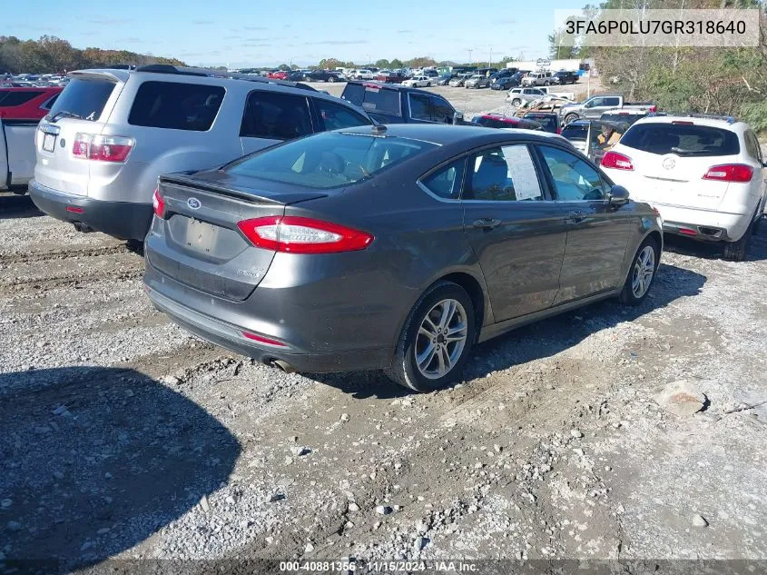 2016 Ford Fusion Hybrid Se VIN: 3FA6P0LU7GR318640 Lot: 40881356