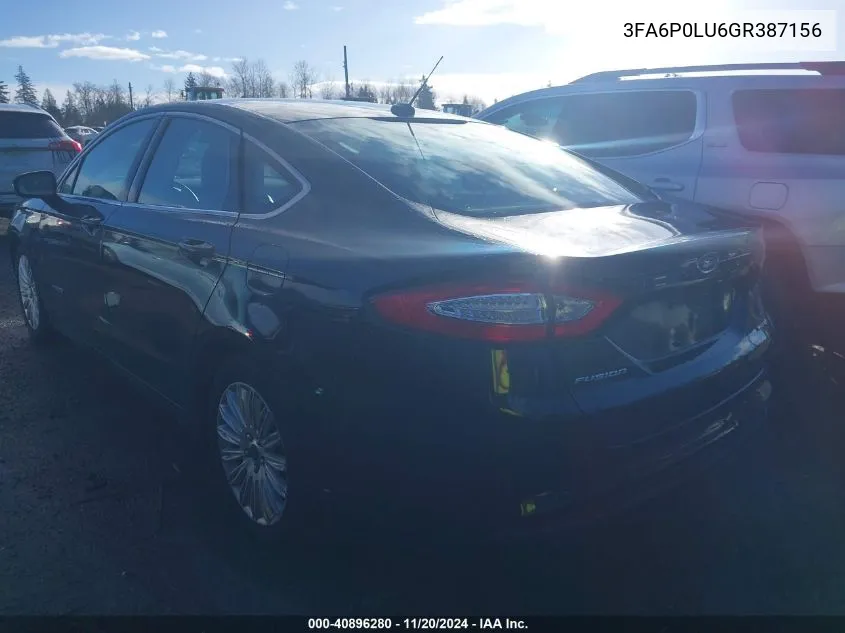 2016 Ford Fusion Hybrid Se VIN: 3FA6P0LU6GR387156 Lot: 40896280