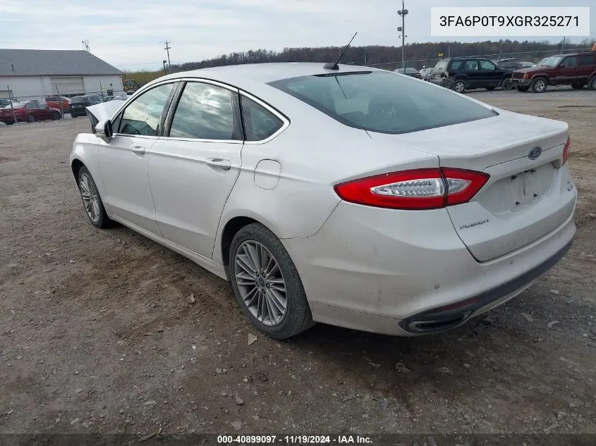 2016 Ford Fusion Se VIN: 3FA6P0T9XGR325271 Lot: 40899097