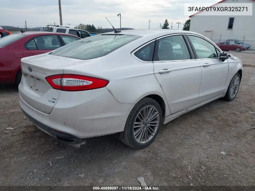 2016 Ford Fusion Se VIN: 3FA6P0T9XGR325271 Lot: 40899097