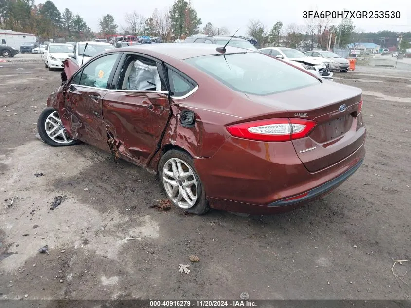 2016 Ford Fusion Se VIN: 3FA6P0H7XGR253530 Lot: 40915279