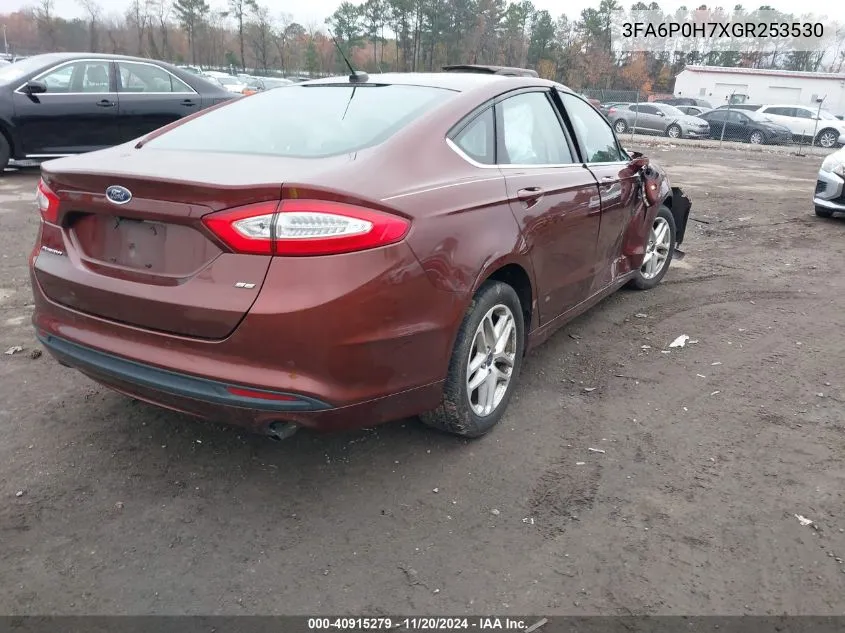 2016 Ford Fusion Se VIN: 3FA6P0H7XGR253530 Lot: 40915279