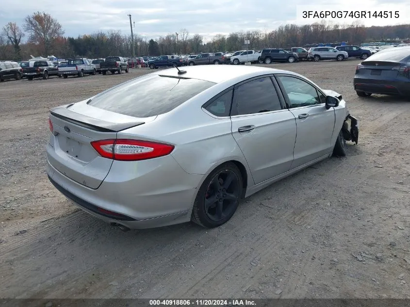 2016 Ford Fusion S VIN: 3FA6P0G74GR144515 Lot: 40918806