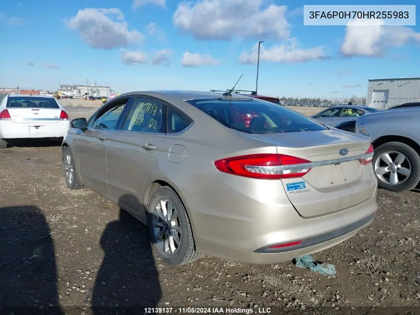 2017 Ford Fusion Se VIN: 3FA6P0H70HR255983 Lot: 12139137