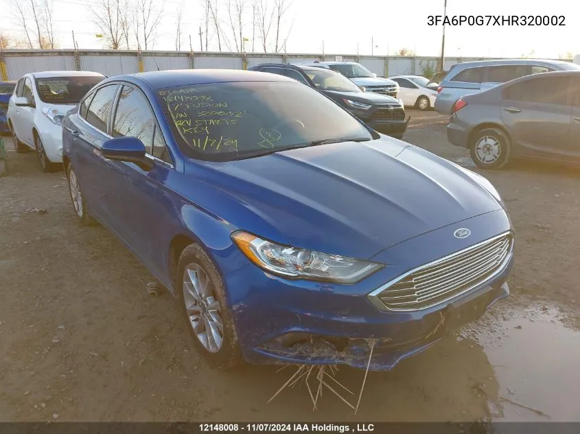 2017 Ford Fusion VIN: 3FA6P0G7XHR320002 Lot: 12148008