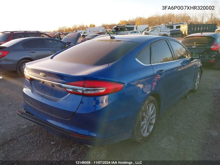 2017 Ford Fusion VIN: 3FA6P0G7XHR320002 Lot: 12148008